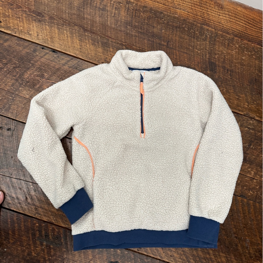 Athleta Kids Cream and Navy Fleece Jacket